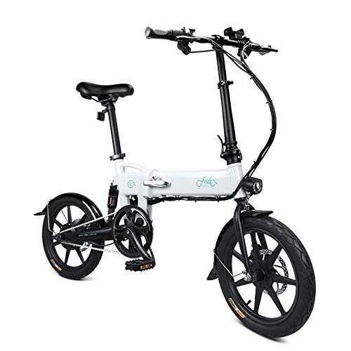 Vélos électriques : SUNBAOBAO Vélo électrique, 16 Pouces Pliable Léger et Pliable Vélo électrique 250W brushless 36V 7.8AH, Image en Noir et Blanc, Blanc