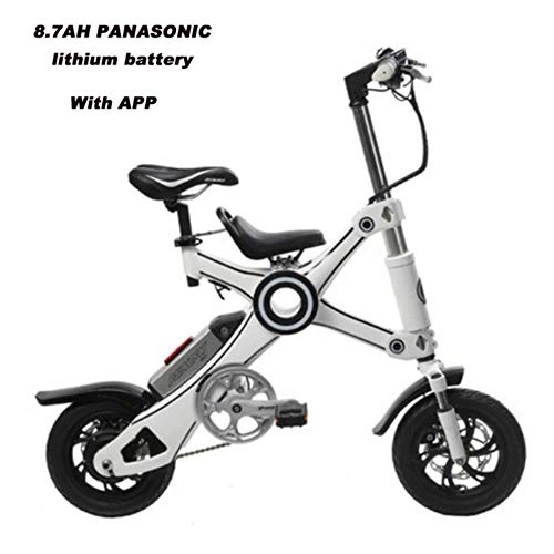 Vélos électriques : Suyanouz 12 Pouces en Aluminium Pliant VLo Lectrique en Alliage Lithium VLos Mini Adulte VLo Lectrique Parent-Enfant Ebike, 8.7Ah Deux Places, A