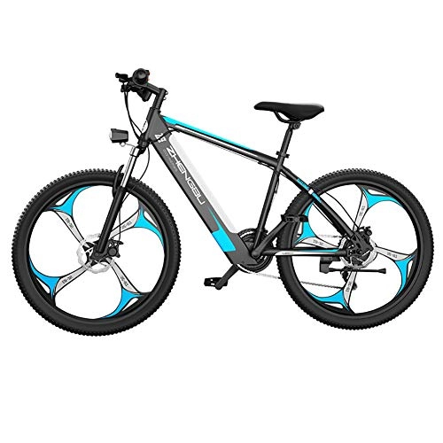 Vélos électriques : SXZSB Vélo Électrique Adulte Vélo De Montagne 26" avec Moteur 400W, Batterie 48V / 10Ah Amovible / Engrenages 27 Vitesses / 32Km / H / Kilométrage De Recharge Jusqu'à 70Km, Bleu