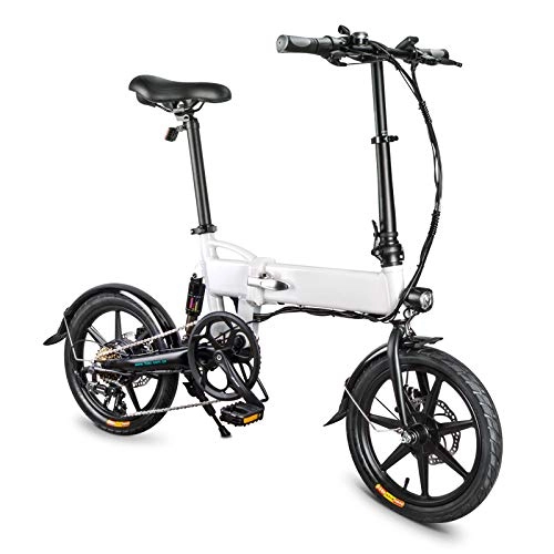 Vélos électriques : Syfinee Folding Electric Bike 16 inch Bicycle Aluminum Alloy with 36V 7.8AH Built-in Lithium Battery Portable 250W Brushless Motor 25KM / H 3 Mode 6-Speed Shifts Dual Disc Mechanical Brakes
