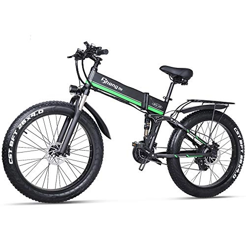 Vélos électriques : SYXZ 26"vélos électriques pour Adulte, 48V 1000W 12.8Ah Batterie Amovible au Lithium-ION Pliable Mountain Ebike, Noir