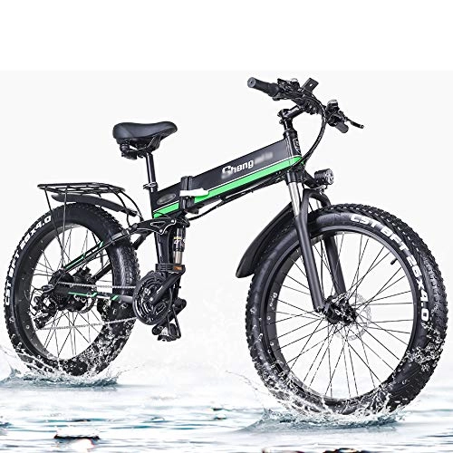 Vélos électriques : SYXZ Vélo électrique 1000W, vélo de Montagne Pliant, Ebike 4.0 Fat Tire, Batterie au Lithium-ION 48V 12.8AH, mécanisme d'absorption des Chocs, Noir