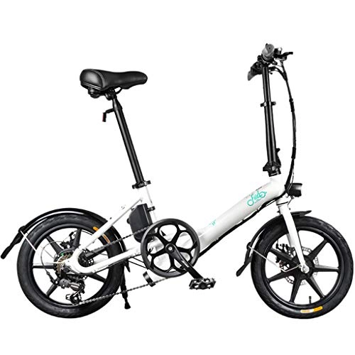 Vélos électriques : SZPDD FIIDO D3 Pliant Le vélo électrique Trois Modes de Conduite Moteur d'Ebike 250W 25Km / H 25-40KM Gamme E vélo 16 vélos vélo électrique de Pneu, Blanc, battery10.4Ah
