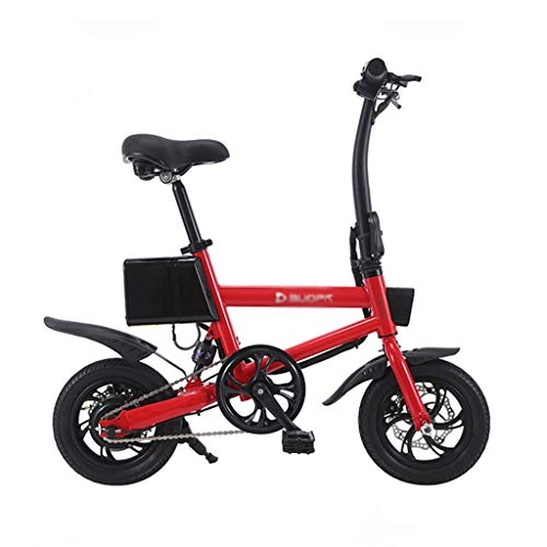 Vélos électriques : SZPDD Vlo d'assistance lger lger portatif Pliable de Bicyclette lectrique d'E-vlo de Bicyclette lectrique, Red, Battery~7.8Ah