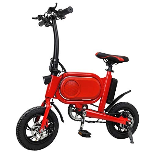 Vélos électriques : SZPDD Vlo lectrique Pliant - Vlo portatif pour Planche roulettes lectrique, Red, Battery~5.2Ah