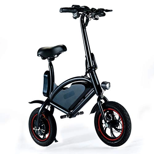 Vélos électriques : SZPDD Vlo lectrique, Vlo lectrique Pliable de 12", Portable (12Kg) Vlo lectrique Double Disque, Black, Battery~4Ah
