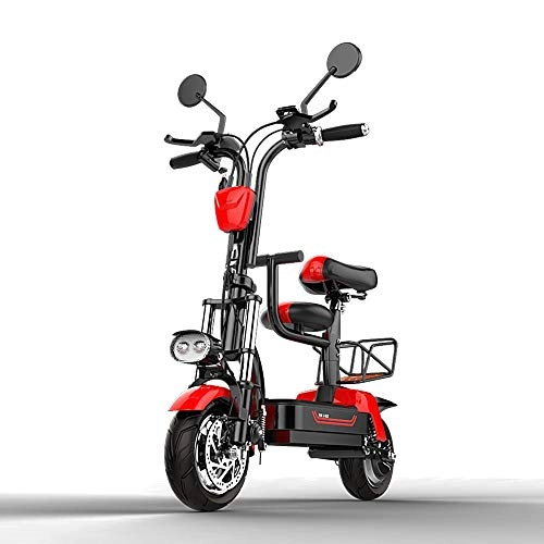 Vélos électriques : T.Y Vlo lectrique Petite Voiture lectrique Adulte Scooter Scooter Batterie Au Lithium Parent-Enfant Pliant Batterie Voiture Noir