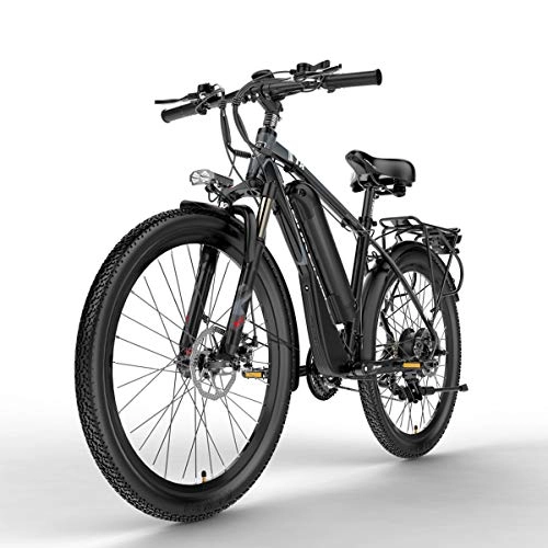 Vélos électriques : T8 26 Pouces Vélo de Montagne, vélo électrique 48V, Fourche à Suspension verrouillable, avec écran LCD à 5 réglages Pas (Grey, 400W Plus 1 Remplacement 15Ah)