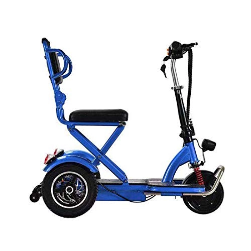 Vélos électriques : Takmeway Adulte Tricycle Entraînement motorisé Tricycle électrique pour Adultes Pliable Cadre en Acier siège Confortable et Confortable avec la Batterie au Lithium Bleu, 10A