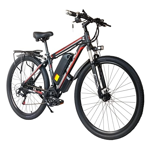 Vélos électriques : TAOCI Vélo électrique pour adulte, VTT, vélo électrique en alliage d'aluminium tout terrain, 29" 48 V 13 Ah Batterie lithium-ion amovible pour vélo en plein air, voyage, entraînement (noir rouge-29)