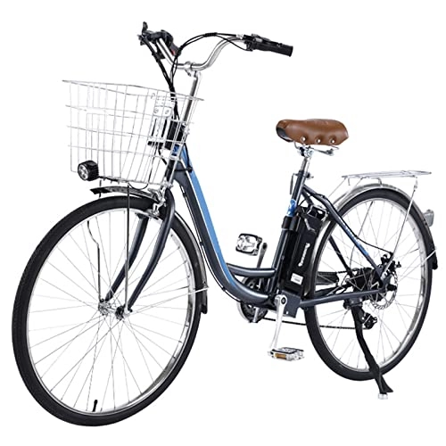 Vélos électriques : TDHLW Vélo électrique 26" / 27, 5" 36V 350W pour Adultes, Vélo électrique de Ville Rétro avec Panier, Banlieue Ebikes avec éclairage Avant LED à Batterie au Lithium Amovible 10A, Antichoc, 27.5in