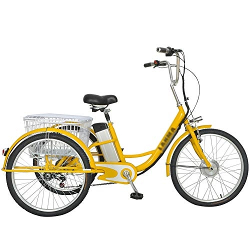 Vélos électriques : Tricycle électrique Adulte 3 Roues vélo Petit Vieux Scooter 24 Pouces Batterie au Lithium 48v pour Envoyer Les Parents Faire de l'exercice, Faire du Shopping, Marcher 48V12AH Moteur 250w en Acier