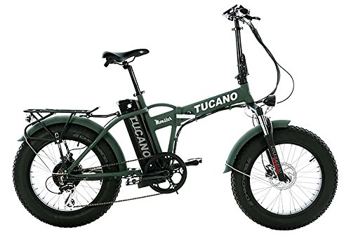 Vélos électriques : Tucano Bikes - Vlo lectrique pliable Monster 20 (moteur 500W, suspension avant, vitesse maximale 33km / h, cran LCD, freins hydrauliques), Vert mat