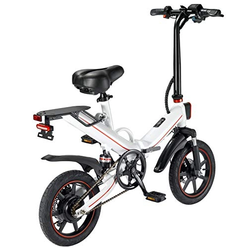 Vélos électriques : V5 Vélos électriques pour Adultes, Vélos pliants pour Femmes Hommes avec Batterie 15Ah 14 Pouces Vitesse maximale 25 km / h Portable pour Hommes Femmes Sports - Blanc
