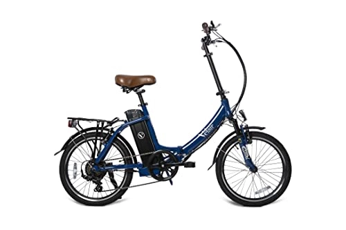 Vélos électriques : Velair - Vélo électrique pliable 20'' Evolution - Shimano 6 Vitesses - Freins à patins - Autonomie 70 km - Cadre aluminium - Bleu électrique