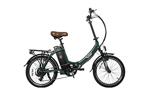 Vélos électriques : Velair - Vélo électrique pliable 20'' Evolution - Shimano 6 Vitesses - Freins à patins - Autonomie 70 km - Cadre aluminium - Vert