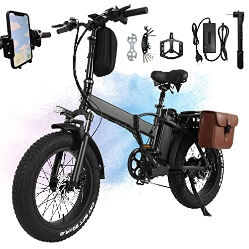 Vélos électriques : Velo Electrique Pliable Gros Pneu 20"* 4" Fat Bike Electrique GW20, Batterie 48V / 15Ah, Vélo de Montagne de Ville Longue Autonomie 40-80km, Velo Electrique Homme Femme, Blanc