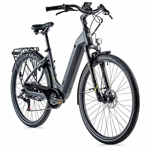 Vélos électriques : Velo electrique-vae city leader fox 28'' nara 2021 mixte moteur roue ar bafang 250w 36v batterie 14a gris mat-vert 7v (20'' - h52cm - taille l - pour adulte de 188cm 185cm)