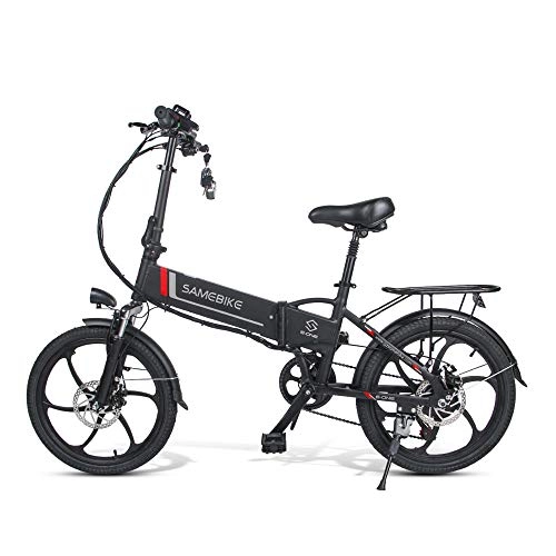 Vélos électriques : Version améliorée du vélo Pliant électrique 20LVXD30-II Lingying de 20 Pouces 48V10.4AH350W7S Roue en Alliage de magnésium Smart 5 Vitesses LCD + Support USB (Le Noir)