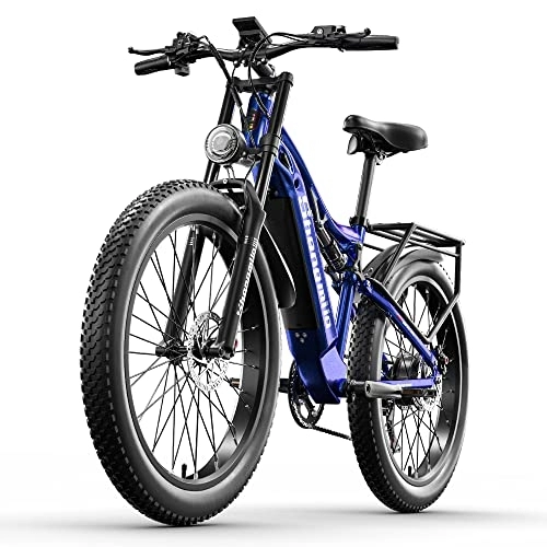 Vélos électriques : Vikzche Q Vélo électrique tout-terrain MX03 à suspension complète avec moteur Bafang L G 48 V 15 Ah