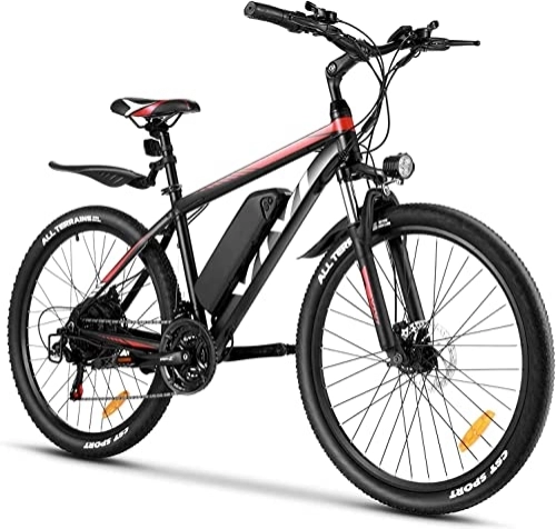 Vélos électriques : VIVI Velo Electrique, 26" / 27.5" VTT Électrique, 250W Vélo électrique pour Adultes avec Batterie Lithium-ION Amovible De 10, 4 Ah, Shimano 21 Vitesses (Rouge)