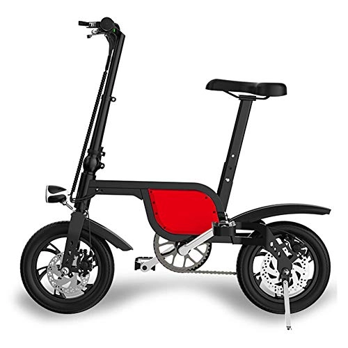 Vélos électriques : Vlo lectrique Pliant 12" City E-Bike Puissant Moteur 250w Vitesse Jusqu' 25 Km / h 36v 6.0ah Batterie Lithium Rechargeable 3 Modes Vlo Adulte Pliant pour Adulte Femme Homme, Rouge