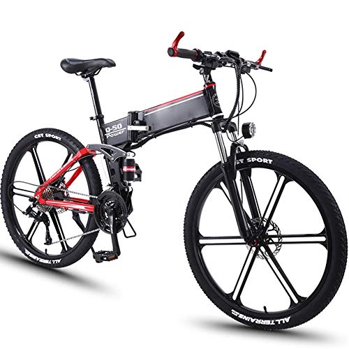 Vélos électriques : Vlo lectrique Pliant 26 En Vlo Montagne lectrique Alliage D'aluminium 27 Vitesses Avec Batterie Lithium 36V 8AH Et Amortisseur 350W Frein Disque Double Haute Vitesse Vlo Pour Adultes, Noir