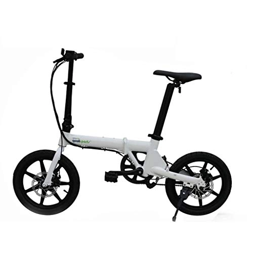Vélos électriques : Vlo lectrique Vlo adulte de batterie au lithium de bicyclette d'alliage d'aluminium de bicyclette se pliant lectrique de 16 pouces, vie dynamique 60km ( Color : WHITE , Size : 130*30*97CM )