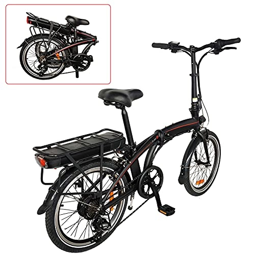 Vélos électriques : Vlo pliants électriques, Trottinette lectrique 20 Pouces 250W 36V 10Ah(50-55km) Vélos de Ville pour Adolescent et Adultes