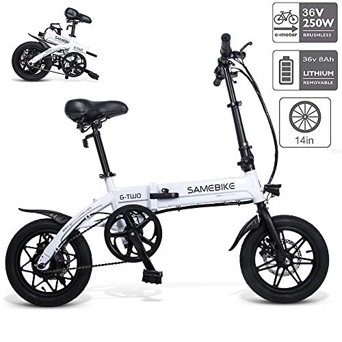 Vélos électriques : Vlos lectriques, Ebike Pliable avec Batterie Del Lithium-ION De Grande Capacit (36V 250W 8AH), Grande Capacit, pour Adulte, Blanc