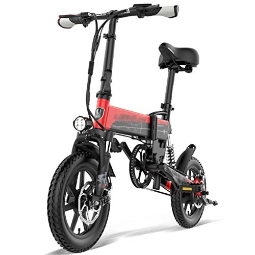 Vélos électriques : Vlos lectriques Vlo de Montagne lectrique, vlo lectrique Citybike Commuter de 14 Pouces avec Batterie au Lithium Amovible de 36 V 8, 7 Ah, avec clairage LED (Color : Red, Size : 135 * 100cm)