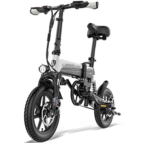 Vélos électriques : Vlos lectriques Vlo de Montagne lectrique, vlo lectrique Citybike Commuter de 14 Pouces avec Batterie au Lithium Amovible de 36 V 8, 7 Ah, avec clairage LED (Color : Silver, Size : 135 * 100cm)