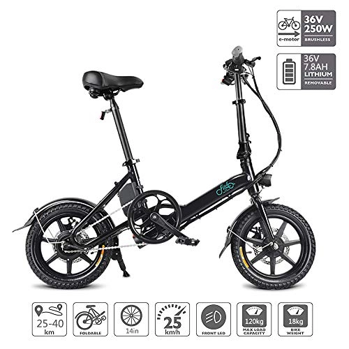 Vélos électriques : Vlos lectriques, Vlo lectrique Pliant Portable avec Affichage LED Batterie Lithium-ION (36V 250W 7.8Ah) Moteur Dent sans Brosse, Mode D'assistance lectrique 40-50 Km, Noir