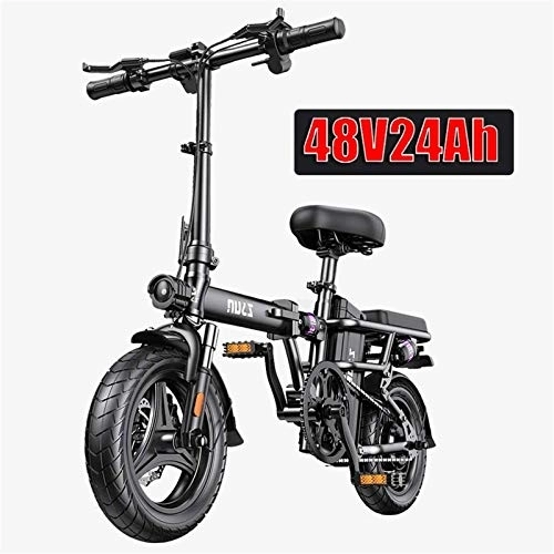 Vélos électriques : VTT Electrique, Adultes vélo électrique Pliant eBikes Ebike léger 250W 48V 24Ah avec 14inch Tire & écran LCD avec Garde-Boue (Color : Black, Size : Range: 230 km)