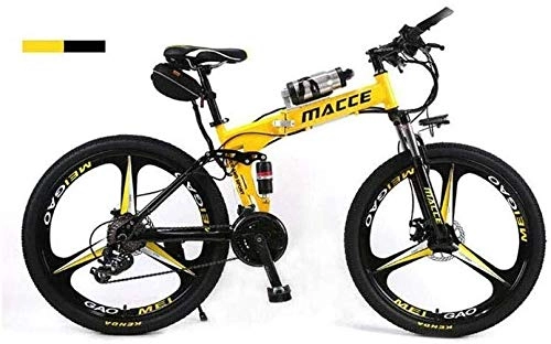 Vélos électriques : Vtt homme, VTT, unisexe double suspension VTT 26" intégrale Roue vélo électrique haute en acier au carbone Pédale de vélo hybride assistée vélo pliable avec batterie 36V Li-Ion ( Color : Yellow )