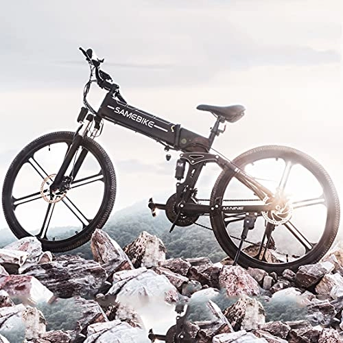 Vélos électriques : Vélo de Montagne Electrique Pliant 500W 26" pour Adulte, Vélo Electrique Pliant Aluminium, 48V 10Ah Batterie Lithium 21 Vitesses Freins à Disque, Vitesse Maximale 35 km / h, Black