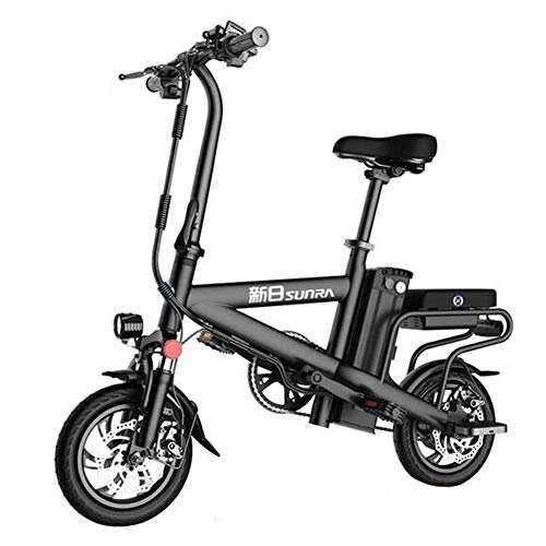 Vélos électriques : Vélo de Montagne électrique Pliant en Alliage d'aluminium léger for vélo électrique avec Moteur 350W de la Batterie Lithium-ION à pédales 48V, Plage de croisière 50KM (Color : Black)