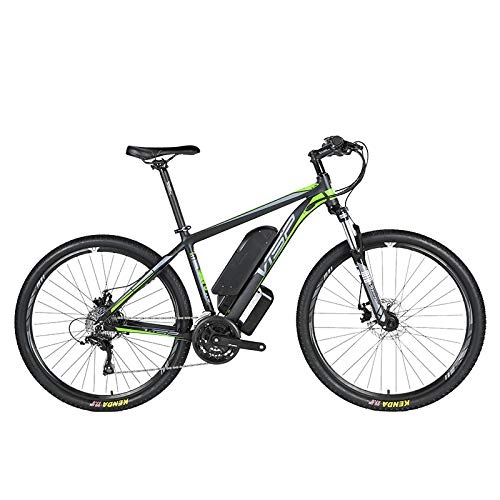 Vélos électriques : Vélo de montagne électrique, vélo hybride à batterie au lithium 36V10AH (26-29 pouces) bicyclette à neige 24 lignes traction de disque mécanique ligne de frein à disque mécanique, Green, 29*15.5in