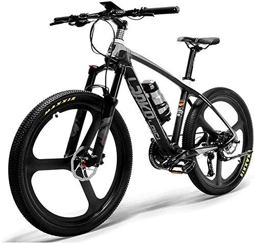 Vélos électriques : Vélo de Neige électrique, 26 '' Vélo électrique Cadre de Carbone 300W Vélos de Montagne Système de capteur de Couple Huile et gaz Suspension verrouill.