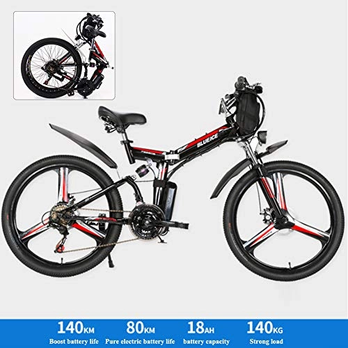 Vélos électriques : Vélo Electrique 26" E-Bike - VTT Pliant 48V 576Wh Batterie Au Lithium De Grande Capacité - Ville Léger Vélo De avec Moyeu Shimano 21 Vitesses, Noir