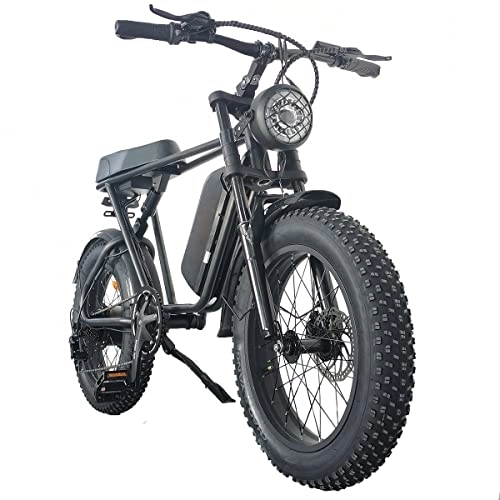 Vélos électriques : Vélo Electrique C91 20" VTT Electrique pour Adultes 20"*4.0 Fat Tire E-Bike Shimano 7 Vitesses, 48V Vélos électriques Off-Road (Noir)