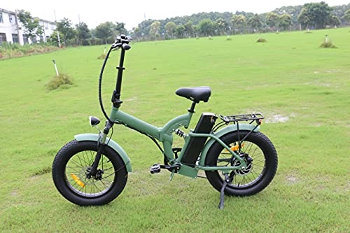 Vélos électriques : Vélo Pliant 48V 15AH Vélo Électrique avec Booster Batterie Au Lithium Amovible Ebike (Vert)
