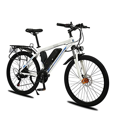 Vélos électriques : Vélo Électrique, 26" Vélo de montagne électrique pour adultes, E-bike 21 vitesses, Batterie au lithium amovible, 3 modes de travail, Vélo de plein air Voyage Vélo électrique, Blanc, 48V10AH 500W