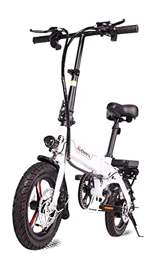 Vélos électriques : Vélo Électrique Pliant pour Adultes 18"Fat Tire Montagne BELLAGE Vélos De Neige Engrenage E-Vélo avec Batterie De Lithium Détachable, Blanc