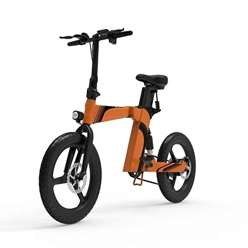 Vélos électriques : Vélo Électrique Z7, Vélo Électrique Pliable 20" avec Batterie Amovible 36V 8Ah, Écran LCD 25km / h, Vélo Électrique pour Adultes Unisexe E-Bike Portée 40km, Vélo Cyclomoteur avec 7 Vitesses (Orange)
