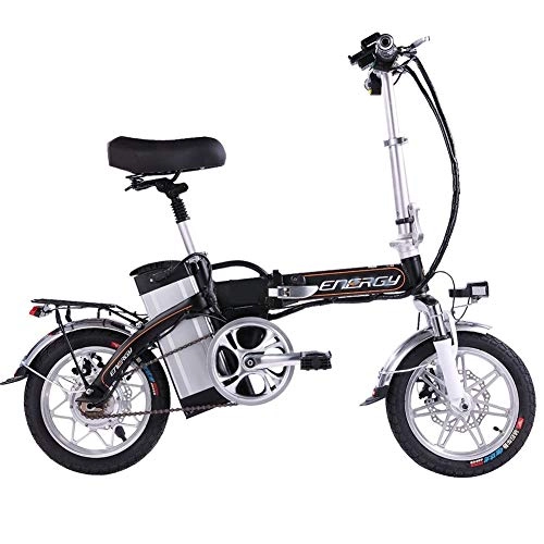 Vélos électriques : Vélo électrique 14 pouces pliant portable alliage d'aluminium de mode mini batterie de lithium 48V de vélo électrique, moteur silencieux sans brosse 240W, freins à disque doubles avant et arrière, 3 v
