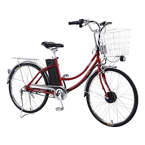 Vélos électriques : Vélo électrique 26" 48V250W pour Adultes, Bikes électrique de Ville Rétro avec Panier, Vélos de Banlieue Shimano 3 Vitesses et Frein avec 10A Batterie au Lithium Amovible, Rouge