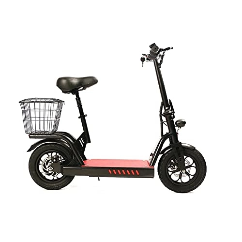 Vélos électriques : Vélo électrique 400W 2 Roues Batterie de Lithium Adulte mobilité légère Mini Pliante Scooter électrique vélo avec siège par paritaire (Color : 48V20AH Black)