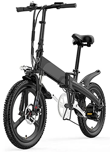 Vélos électriques : Vélo électrique 48V 8 7Ah / 10 4Ah Batterie cachée 20 Pliant Vélo de Montagne électrique pour Adultes Vélo électrique 300W Frein à Disque Moteur E Vélo pour vélo en Plein air Voyage-Noir_10.4Ah400W