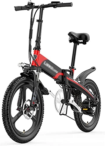 Vélos électriques : Vélo électrique 48V 8 7Ah / 10 4Ah Batterie cachée 20 Pliant Vélo de Montagne électrique pour Adultes Vélo électrique 300W Frein à Disque Moteur E Vélo pour vélo en Plein air Voyage-Rouge_10.4Ah400W